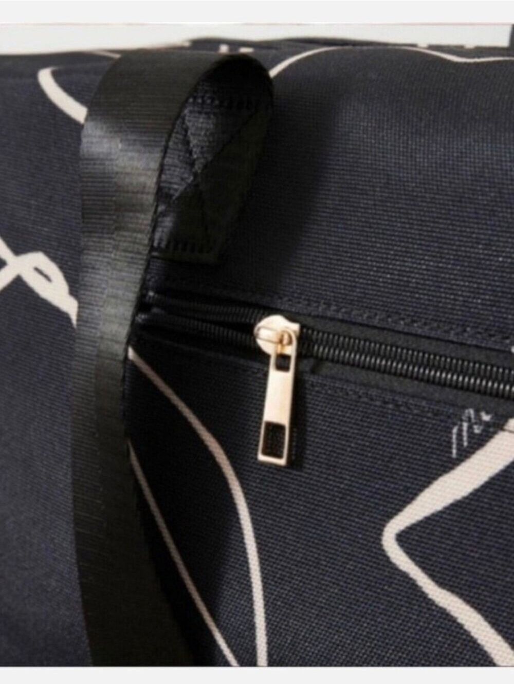 Mali + Lilli Black Canvas Tote Abstract White Lines #PUR11 - Picture 10 of 11